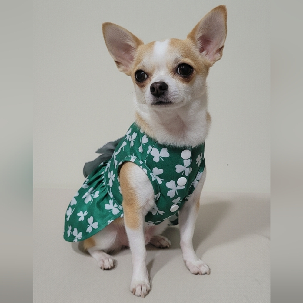Green St. Patrick's Day Themed Dog/Pet Dress Costume w/ a Bow Size Medium- NWOT - Picture 4 of 9